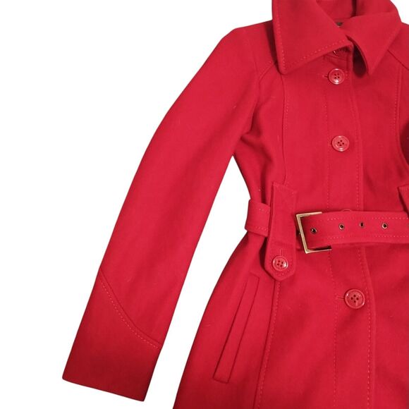 M60 MISS SIXTY Burgundy Pea Coat, 60% Wool / 30% Poly / 10% Rayon, Extra Small - Picture 3 of 16